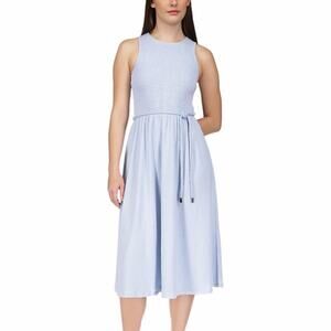 MICHAEL Michael Kors Smocked Tie-Waist Midi dress pastel blue - PXS